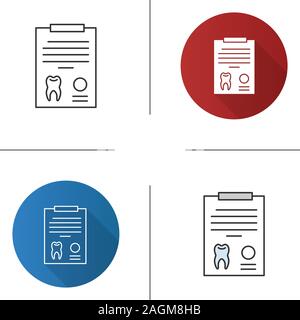 Teeth diagnostic report icon. Dentist advice. Flat design, linear and color styles. Isolated vector illustrations Stock Vector