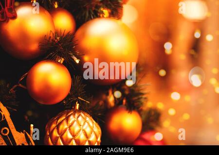 Beautiful decorated Christmas tree with blurred background Stock Photo