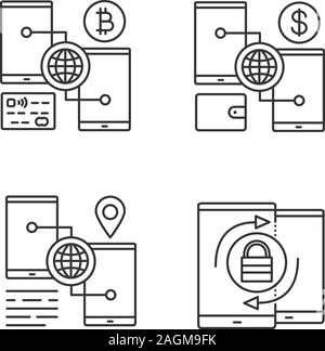 Digital wallets flat linear concept icon. Fintech digital ...