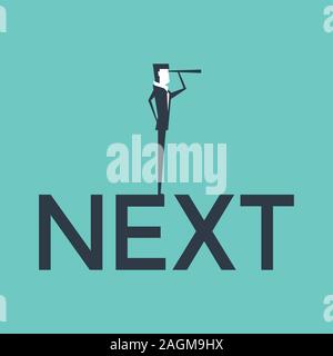 Businessman looking through telescope. Stock Vector