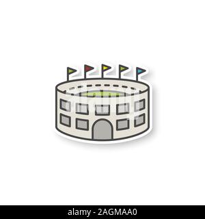 Stadium building patch. Color sticker. Vector isolated illustration Stock Vector