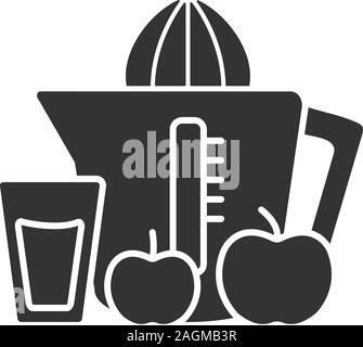 Juicer glyph icon. Juicing machine. Homemade apple juice. Silhouette symbol. Negative space. Vector isolated illustration Stock Vector