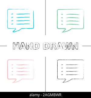 Speech bubble hand drawn icons set. Chat box. Color brush stroke. Isolated vector sketchy illustrations Stock Vector