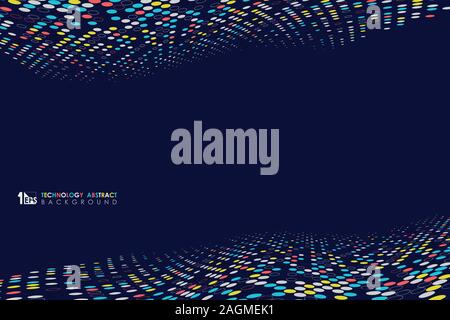 Abstract colorful dot decorative design wavy on purple background in technology theme. Decorate for poster, ad, artwork, template design, element of a Stock Vector