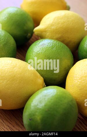 A group of Lemons and Limes close up Stock Photo