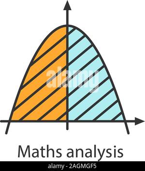 Coordinate system color icon. Maths analysis. Parabola area. Algebra. Axis system. Isolated vector illustration Stock Vector