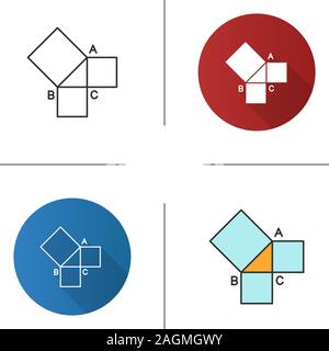 Geometry icon. Geometric figures. Mathematics. Squares. Flat design, linear and color styles. Isolated vector illustrations Stock Vector