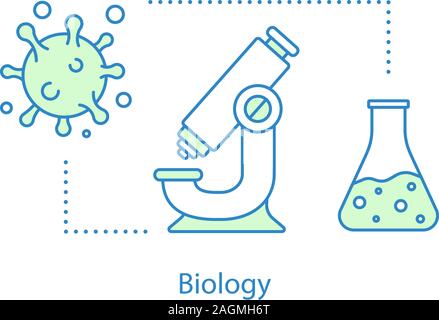 Biology concept icon. Virology. Biological research idea thin line illustration. Diagnostic or scientific lab. Laboratory equipment. Vector isolated o Stock Vector