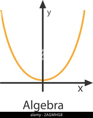 Coordinate system with parabola color icon. Algebra. Axis system. Isolated vector illustration Stock Vector
