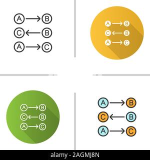 Logic maths icon. Logical rules. Thinking process. Flat design, linear and color styles. Isolated vector illustrations Stock Vector