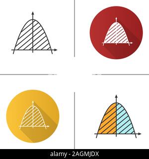 Coordinate system icon. Maths analysis. Parabola area. Algebra. Axis system. Flat design, linear and color styles. Isolated vector illustrations Stock Vector