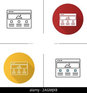 Web page template icon. Website. Web design and development. Flat design, linear and color styles. Isolated vector illustrations Stock Vector