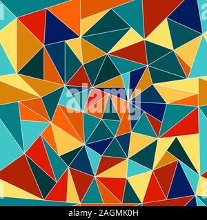 Seamless abstract polygonal color pattern. A pattern of chaotic colored triangles.. Modern casual colors. The ideal solution for textile, packaging, p Stock Vector