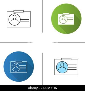 Identification badge icon. ID card. Flat design, linear and color styles. Isolated vector illustrations Stock Vector