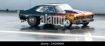 April, 20, 2019 : Santa Pod, Milton Keynes, United Kingdom. Just one of many super powered vehicles to race at the world famous Santa Pod race track, Stock Photo