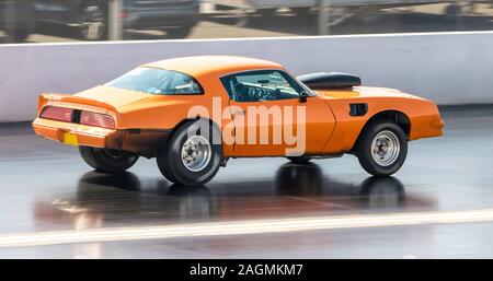 April, 20, 2019 : Santa Pod, Milton Keynes, United Kingdom. Just one of many super powered vehicles to race at the world famous Santa Pod race track, Stock Photo