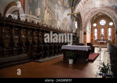 Milan , Italy, Chiaravalle  01 December 2018 : Interiors of the Chiaravalle Abbey Stock Photo