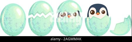 Bird egg isolated. Cute chick in eggshel vector illustration Stock Vector