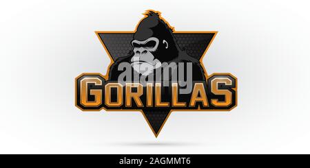 Modern professional gorilla logo for a sport team. Vector logo on a white background. Stock Vector
