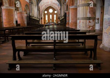 Milan , Italy, Chiaravalle  01 December 2018 : Interiors of the Chiaravalle Abbey Stock Photo