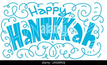 Hanukkah holiday background. Greeting card template design. Happy Hanukkah. Vector illustration hand drawn doodles style. Stock Vector