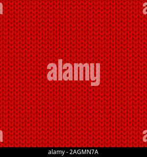 Knitted fabric red backround. Seamless pattern Holiday surface design Vector repeat backdrop for Merry Christmas card Stock Vector