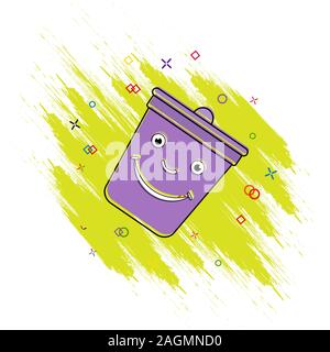 Trash can icon. Comic book style icon with splash effect. flat style. Isolated on white background. Stock Vector