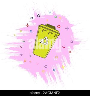 icon of the trash. Comic book style icon with splash effect. flat style. Isolated on white background. Stock Vector