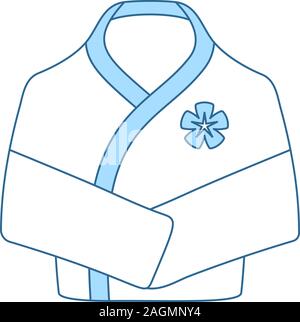 Spa Bathrobe Icon. Thin Line With Blue Fill Design. Vector Illustration. Stock Vector