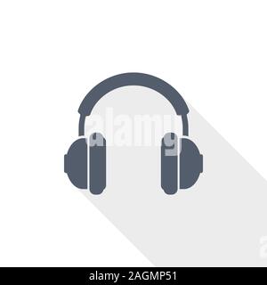 Headphones vector icon, sound, music concept flat design illustration for web design and mobile applications Stock Vector