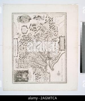 Based on John Smith's map of Virginia. According to Coolie Verner's Smith's Virginia and its derivatives, in Tooley. Derivative 5, state 1. Includes ill. and coat-of-arms. Lawrence H. Slaughter Collection ; 357. National Endowment for the Humanities Grant for Access to Early Maps of the Middle Atlantic Seaboard. Oriented with north to the right. Relief shown pictorially. Citation/Reference: Tooley, R.V. Mapping of America, p. 165, pl. 73 Text on verso: The description of Virginia. [p.] 437-438. Signature: 9. Q ; catchword: hurt.; Nova Virginiae tabvla. Stock Photo