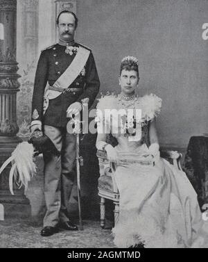 Digital improved reproduction, Frederick VIII, 1843 - 1912, was King of Denmark from 1906 to 1912 and Louise of Sweden, Louise Josephine Eugenie, 1851 - 1926, was Queen of Denmark, original print from the year 1899