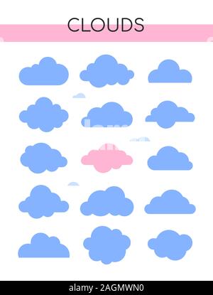 Clouds collection - set of colorful vector elements Stock Vector