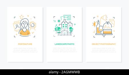 Photography - vector line design style banners set Stock Vector