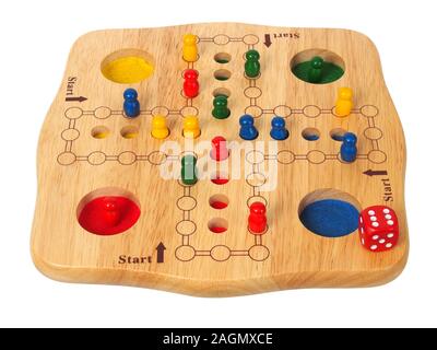 Ludo board game with die and pieces Stock Photo