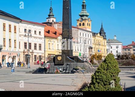 Banska Bystrica, Slovakia - March 1, 2019: Main square of Slovak National Uprising in Banska Bystrica, central Slovakia, Europe. Stock Photo