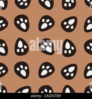 A seamless pattern with traces of animal paws. Panda or bear, dog or tiger. Wrapping and fabric print. Colorful backdrop Stock Vector