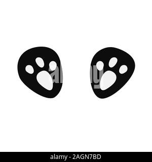 Footprints of an animal, panda or bear, tiger or cat, dog and others. Black and white illustration on a white background Stock Vector