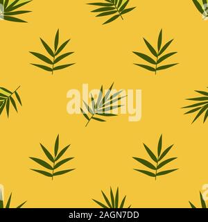 A seamless pattern with bamboo leaves. Wrapping and fabric print. Colorful backdrop Stock Vector