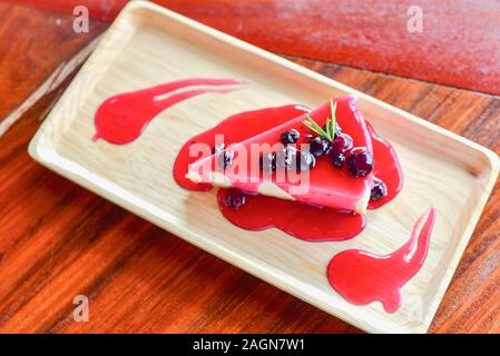 Homemade Blueberry Cheesecake on Table Stock Photo