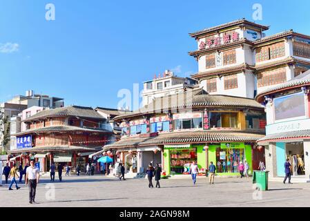 Ancient Chinese Building at Guandu Ancient Town in Kunming, China Stock Photo