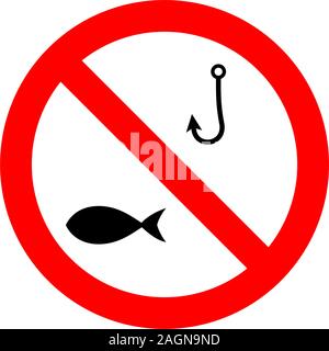 No Fishing Forbidden Sign. Isolated Vector Illustration Stock Vector