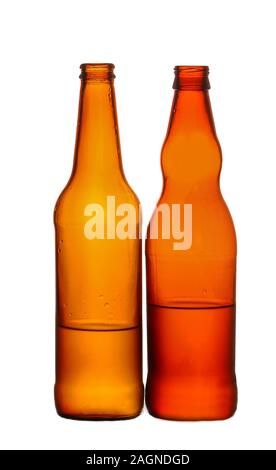 Empty glass bottles that can be used for different drinks. Stock Photo