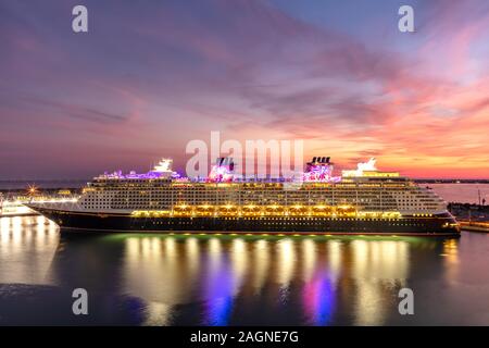 Cruise Ship Disney Dream docked in Port Canaveral, FL Stock Photo