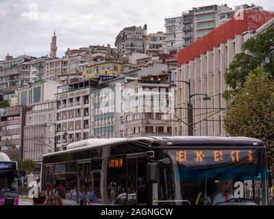 Istanbul , Turkey ; October 2019 :Asian side long-shot Istanbul streets people bus trafficking Stock Photo