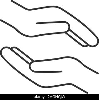 Charity linear icon. Donation. Islamic zakat. Helping hands. Thin line illustration.  Alms-giving. Contour symbol. Vector isolated outline drawing Stock Vector