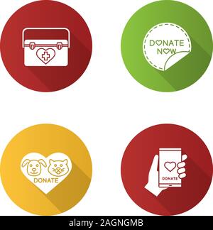 Donate now round sticker color icon. Donation making. Charity sticky ...