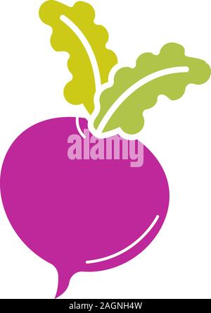 Beet glyph color icon. Radish. Silhouette symbol on white background with no outline. Negative space. Vector illustration Stock Vector