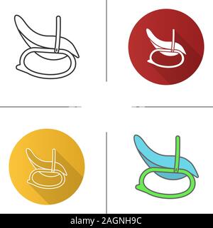 Baby rocking chair icon. Infant safety seat. Baby carrier basket. Flat design, linear and color styles. Isolated vector illustrations Stock Vector
