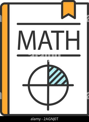 Math textbook color icon. Mathematics book. Geometry. Isolated vector illustration Stock Vector
